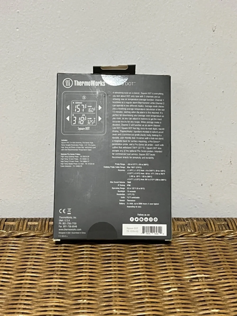 ThermoWorks Square DOT.   2-channel professional digital alarm thermometer.